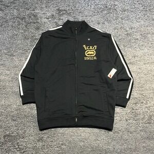 Ecko UNLTD Full Zip Track Jacket Large Black Gold Vintage Y2K Hip-Hop Skater NEW